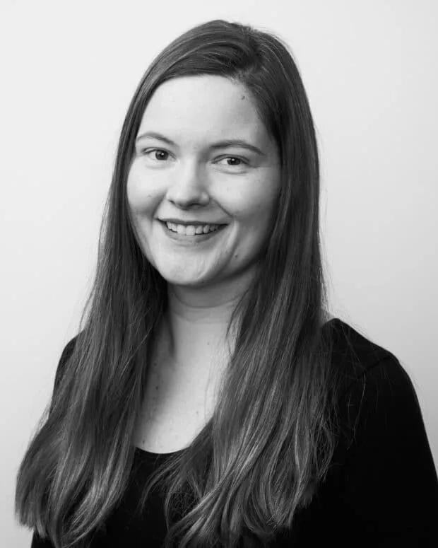 A black and white portrait Jaclyn Zaborsk