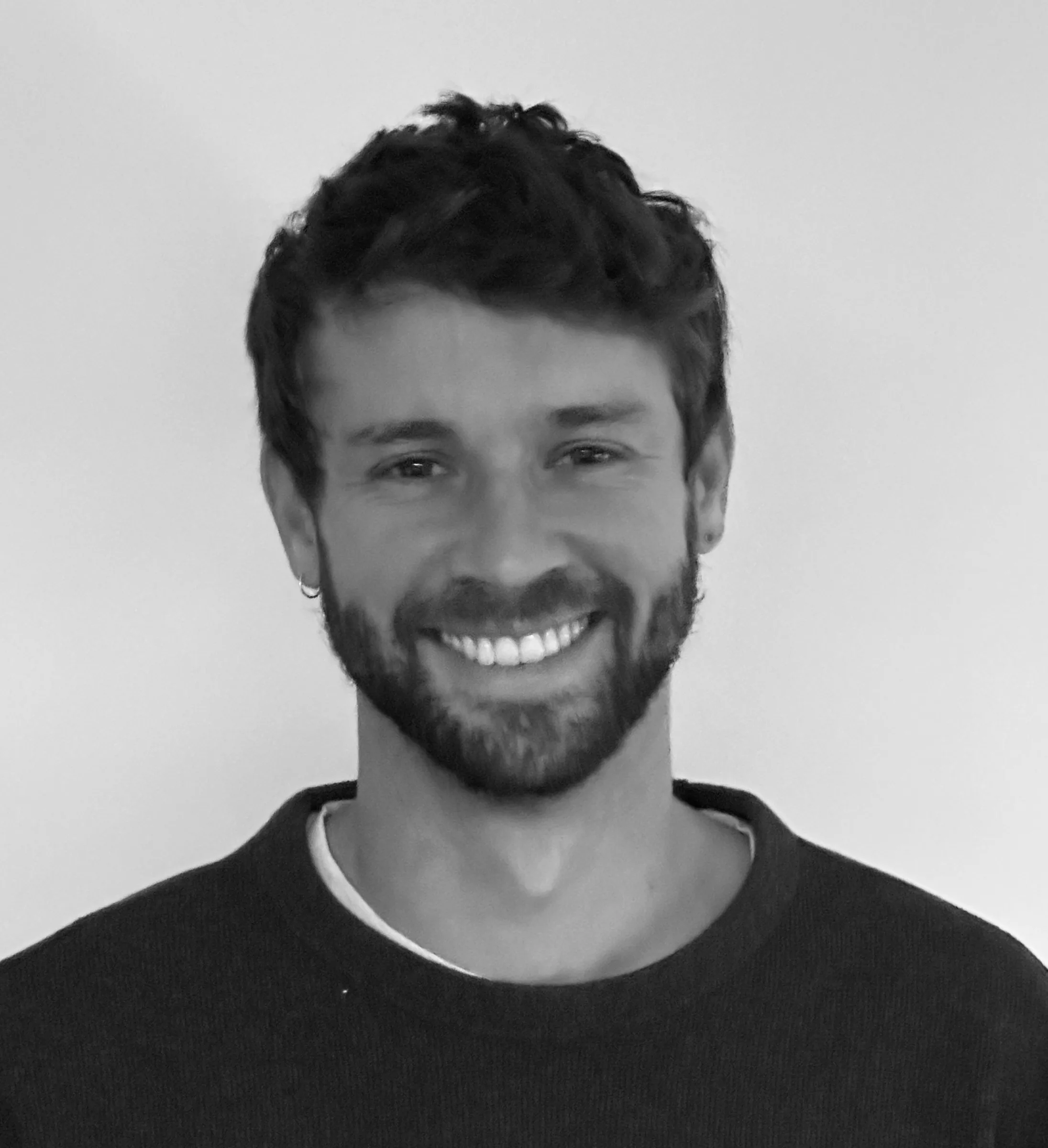 A black and white portrait of Brian Litt