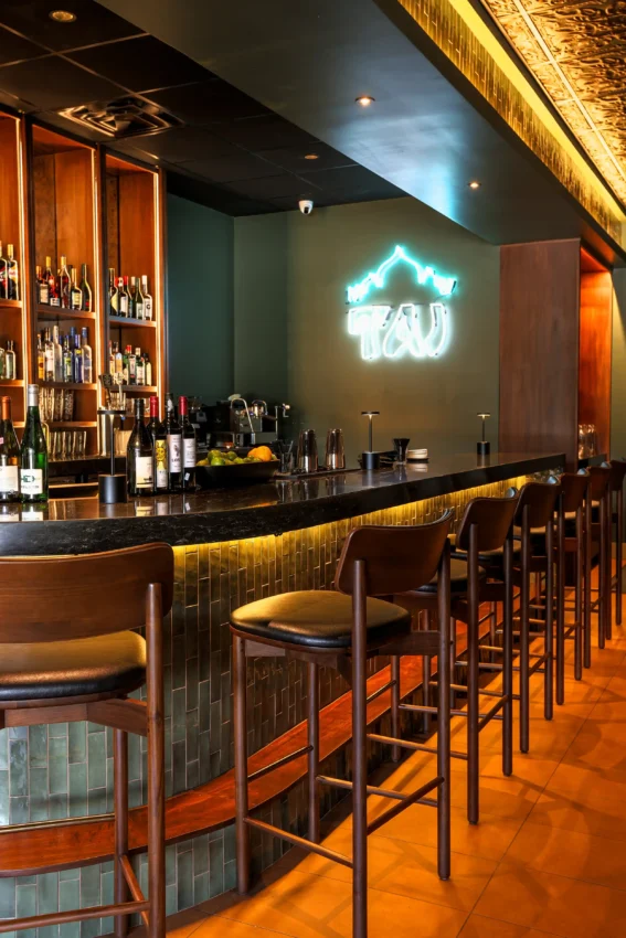 Bar area of Taj restaurant in South Portland, Maine